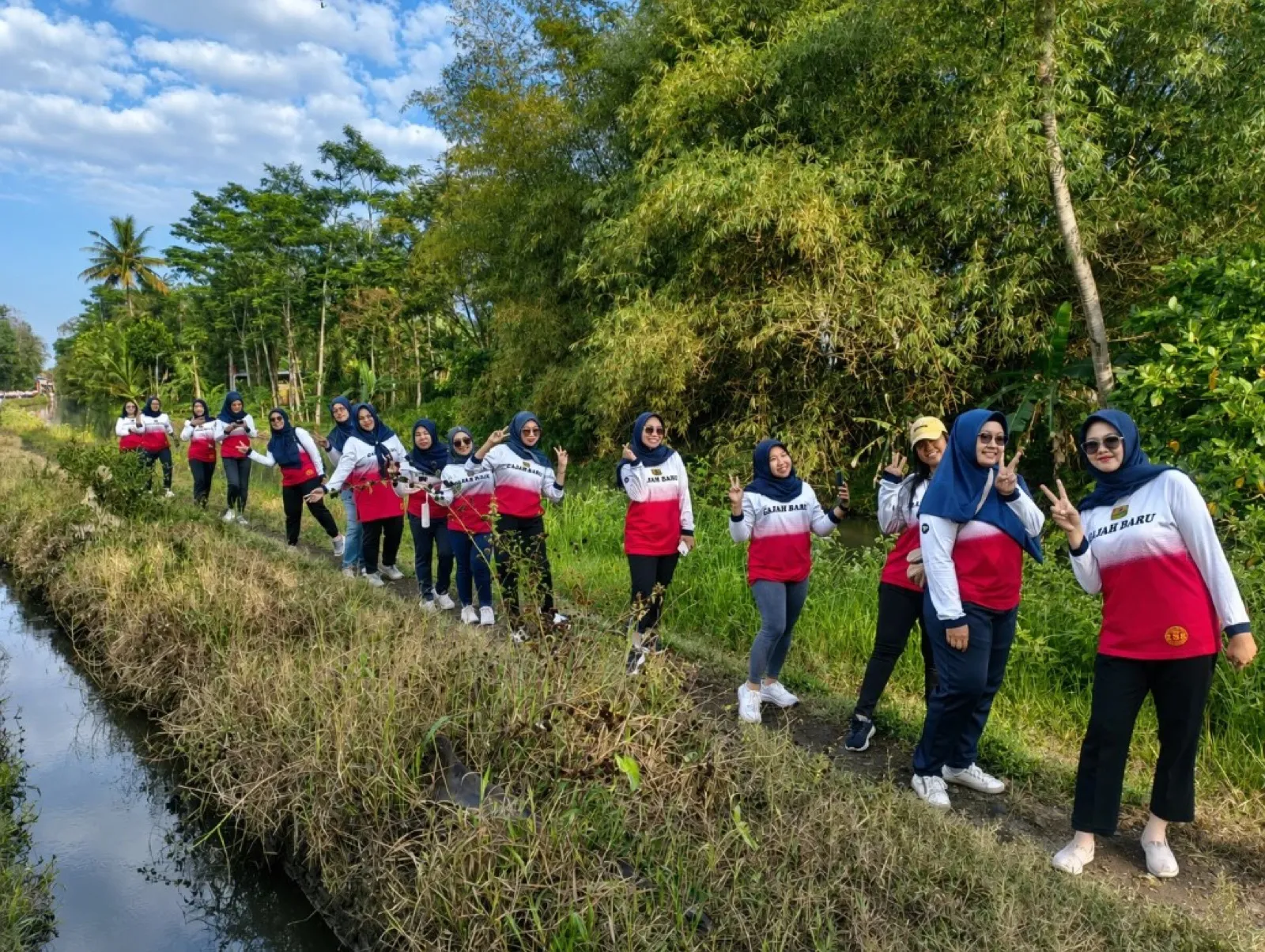 Employees on a company healthy walk