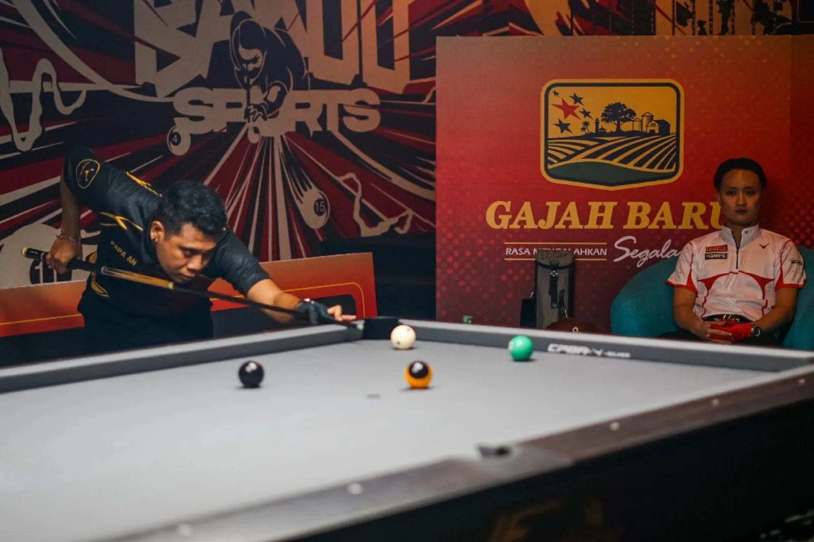 Billiards tournament with Gajah Baru branding