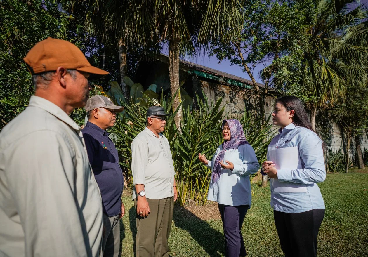 Team outdoors in a tropical setting